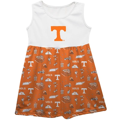 Girls Toddler Vive La Fete  Orange Tennessee Volunteers Impressions Artwork Tank Top Dress
