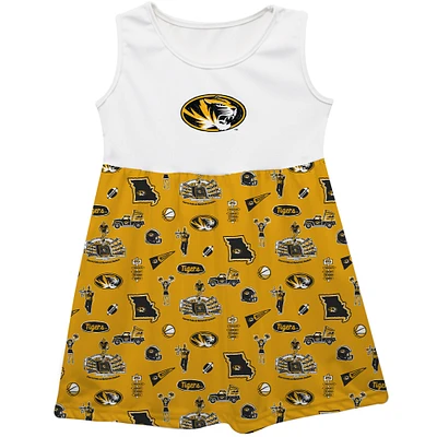 Girls Toddler Vive La Fete Gold Missouri Tigers Impressions Artwork Tank Top Dress