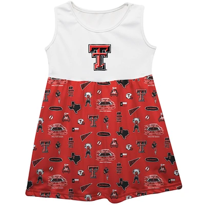 Girls Toddler Vive La Fete Red Texas Tech Raiders Impressions Artwork Tank Top Dress