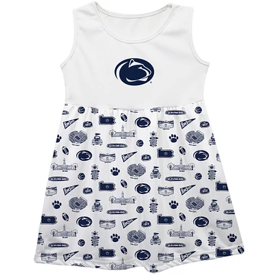 Girls Toddler Vive La Fete White Penn State Nittany Lions Impressions Artwork Tank Top Dress