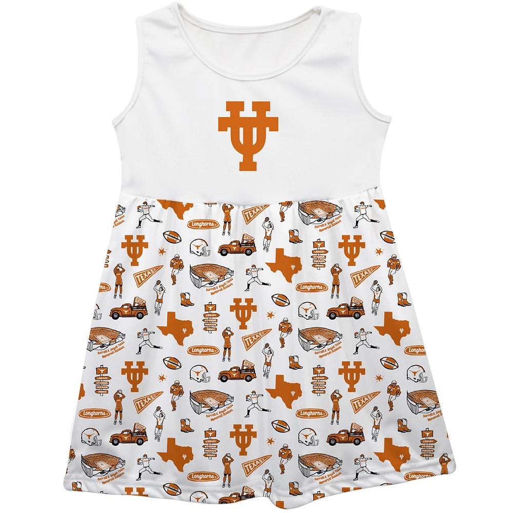 Girls Toddler Vive La Fete White Texas Longhorns Impressions Artwork Tank Top Dress
