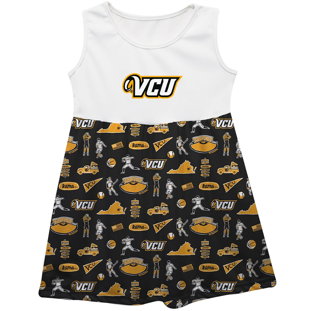 Girls Toddler Vive La Fete Black VCU Rams Impressions Artwork Tank Top Dress