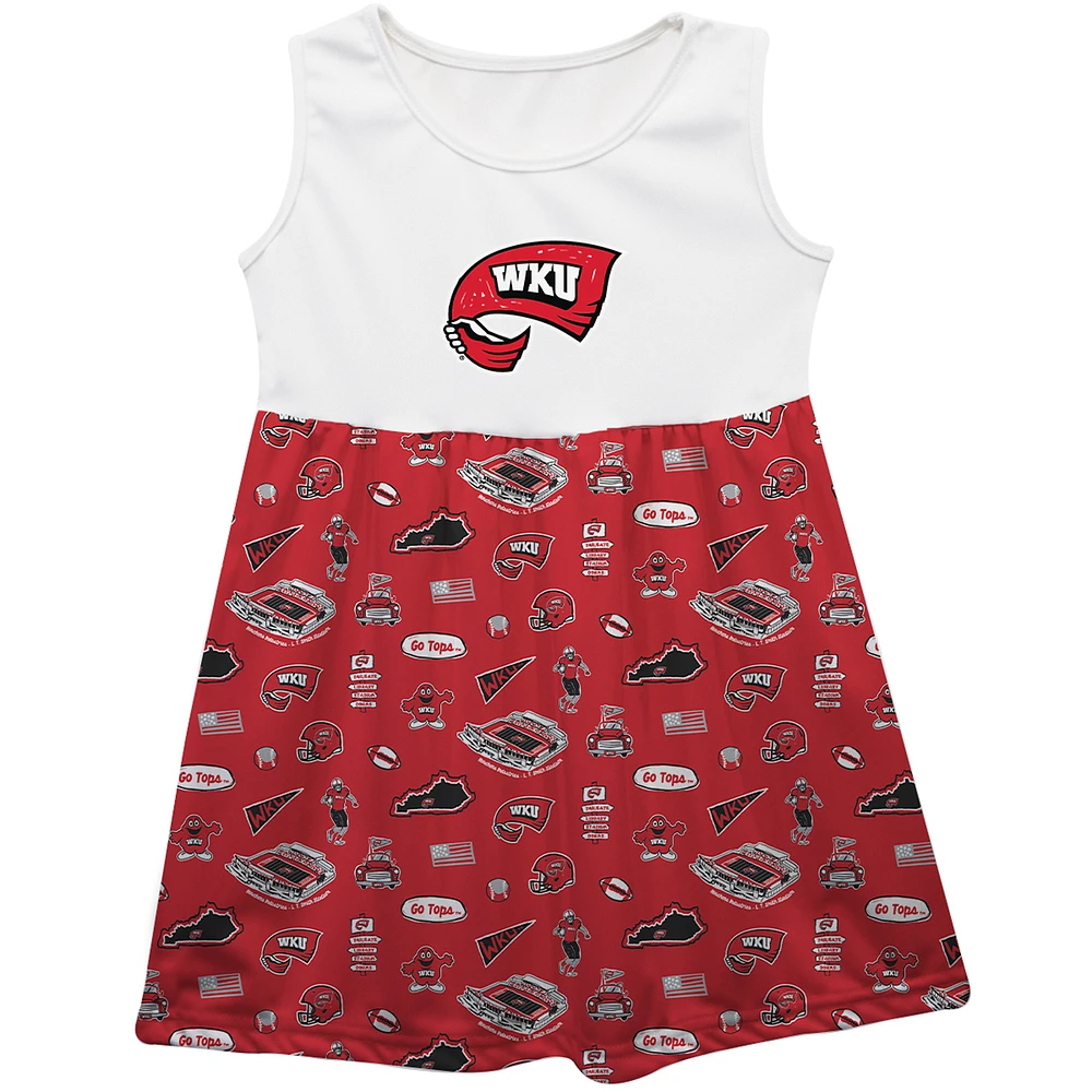 Girls Toddler Vive La Fete Red Western Kentucky Hilltoppers Impressions Artwork Tank Top Dress
