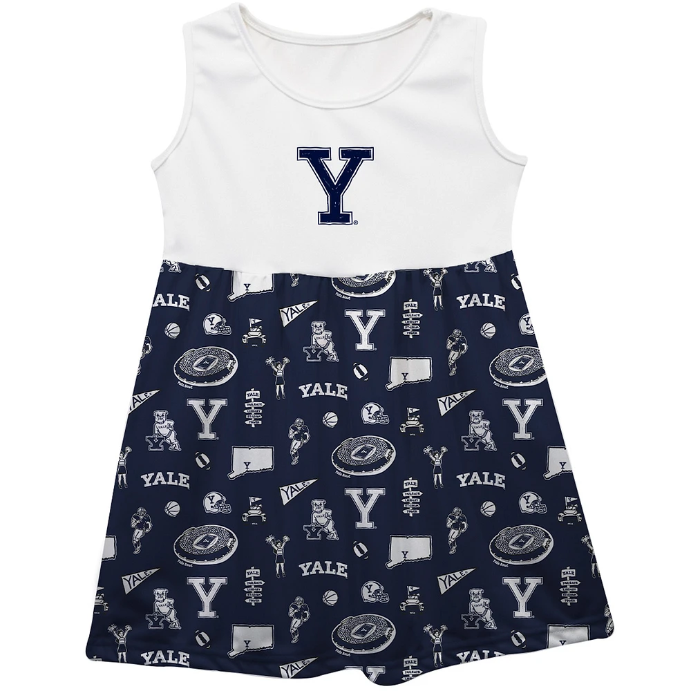 Girls Toddler Vive La Fete Navy Yale Bulldogs Impressions Artwork Tank Top Dress