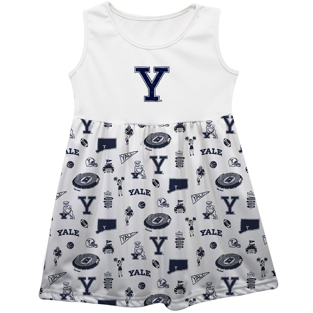 Girls Toddler Vive La Fete White Yale Bulldogs Impressions Artwork Tank Top Dress