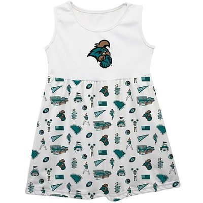 Girls Youth Vive La Fete White Coastal Carolina Chanticleers Impressions Artwork Tank Top Dress