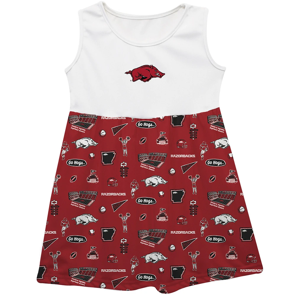 Girls Youth Vive La Fete Cardinal Arkansas Razorbacks Impressions Artwork Tank Top Dress
