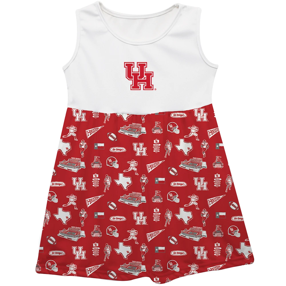 Girls Youth Vive La Fete Red Houston Cougars Impressions Artwork Tank Top Dress