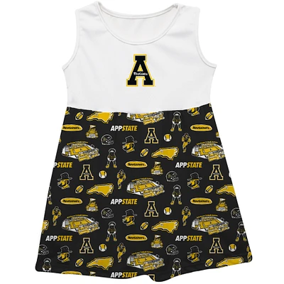 Girls Youth Vive La Fete Black Appalachian State Mountaineers Impressions Artwork Tank Top Dress