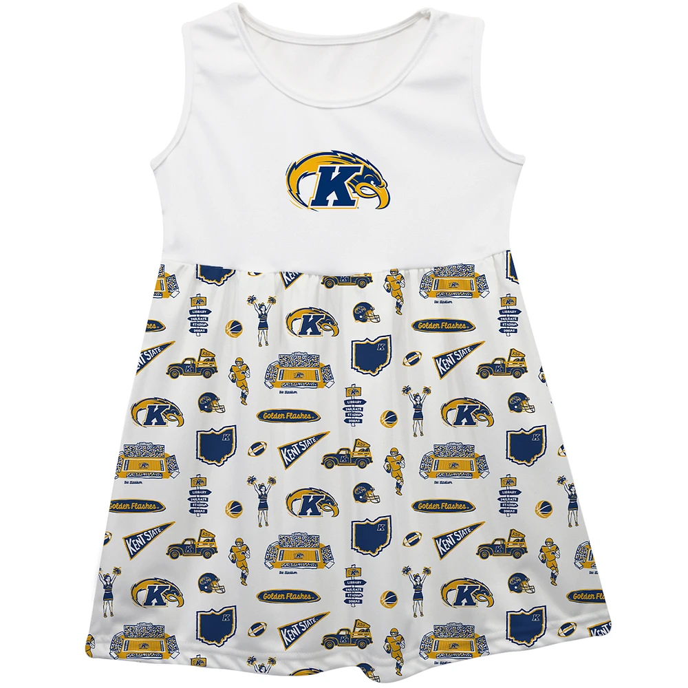 Girls Youth Vive La Fete White Kent State Golden Flashes Impressions Artwork Tank Top Dress