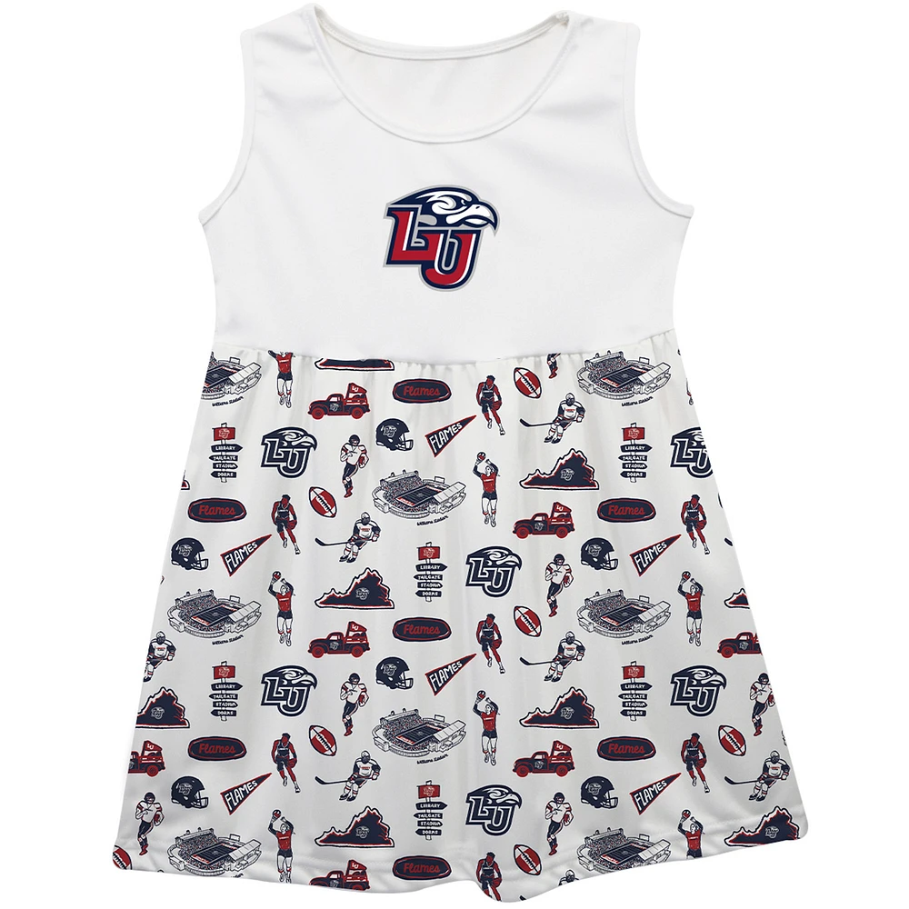 Girls Youth Vive La Fete White Liberty Flames Impressions Artwork Tank Top Dress
