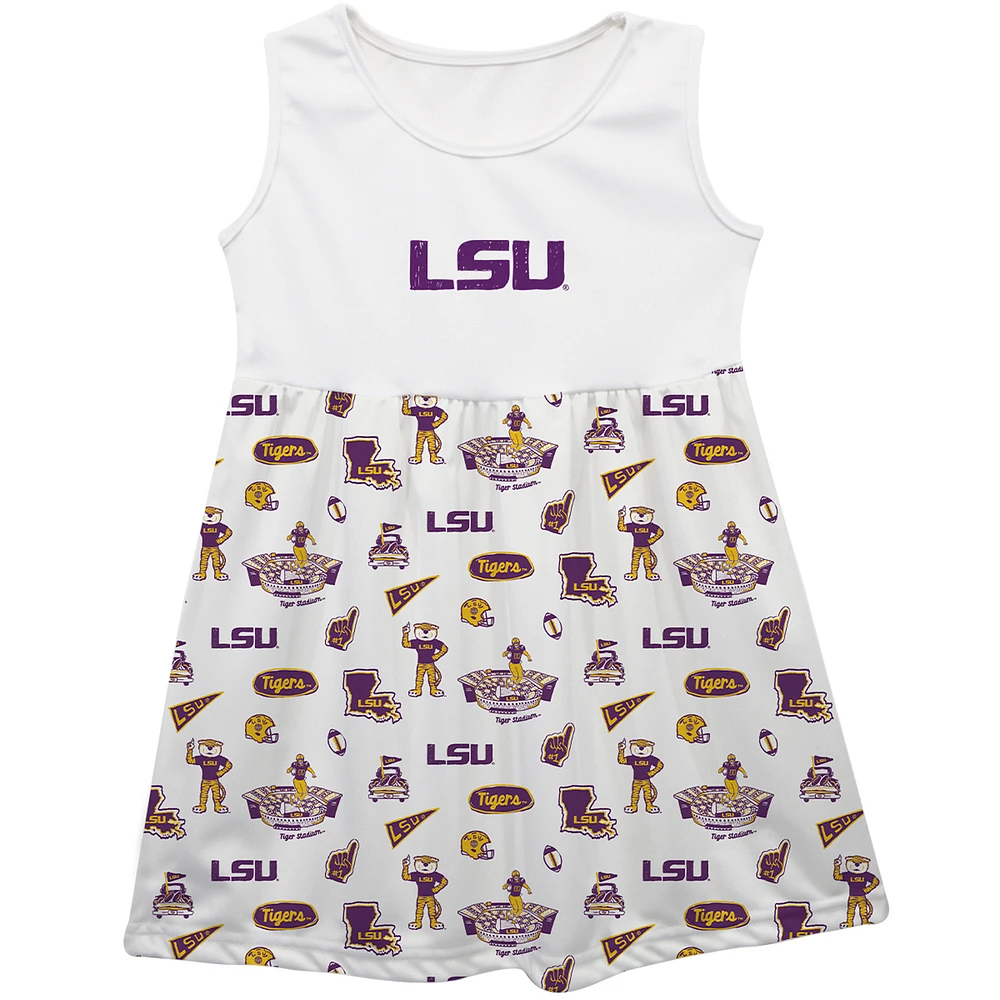 Girls Youth Vive La Fete White LSU Tigers Impressions Artwork Tank Top Dress