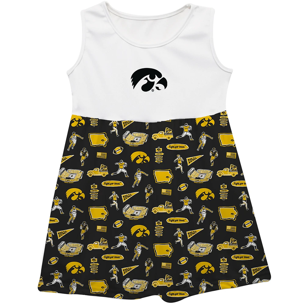 Girls Youth Vive La Fete Black Iowa Hawkeyes Impressions Artwork Tank Top Dress