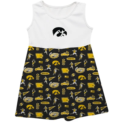 Girls Youth Vive La Fete  Black Iowa Hawkeyes Impressions Artwork Tank Top Dress