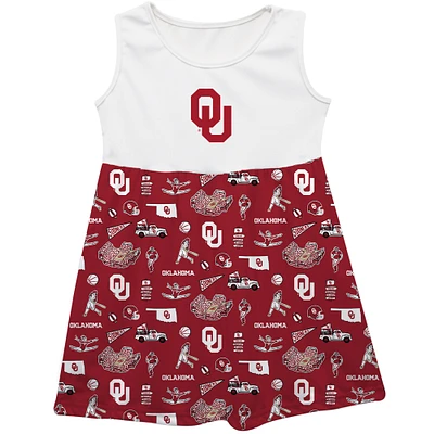 Girls Youth Vive La Fete Crimson Oklahoma Sooners Impressions Artwork Tank Top Dress