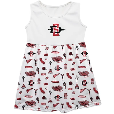 Girls Youth Vive La Fete White San Diego State Aztecs Impressions Artwork Tank Top Dress