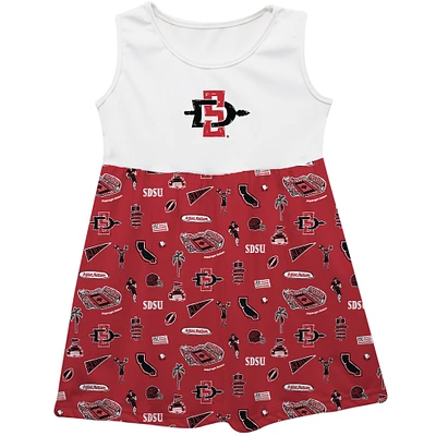 Girls Youth Vive La Fete Cardinal San Diego State Aztecs Impressions Artwork Tank Top Dress
