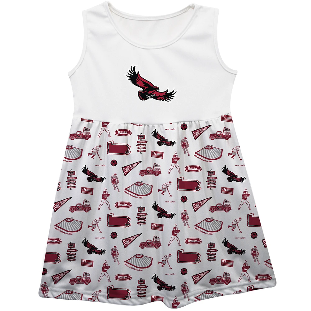 Girls Youth Vive La Fete White Saint Joseph's Hawks Impressions Artwork Tank Top Dress