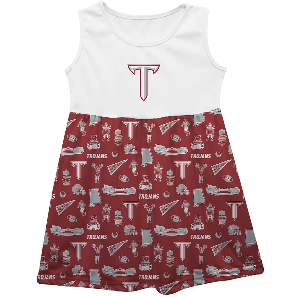 Girls Youth Vive La Fete Cardinal Troy University Trojans Impressions Artwork Tank Top Dress