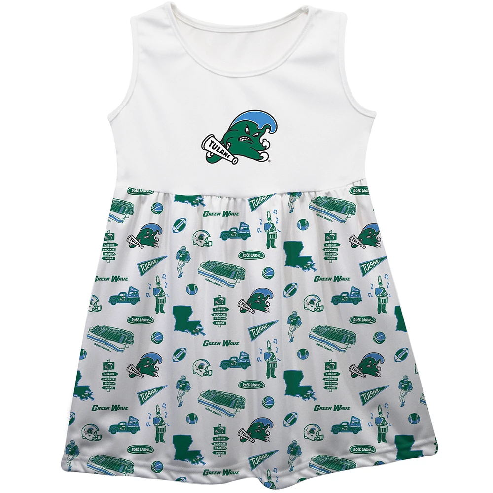 Girls Youth Vive La Fete Tulane Green Wave Impressions Artwork Tank Top Dress