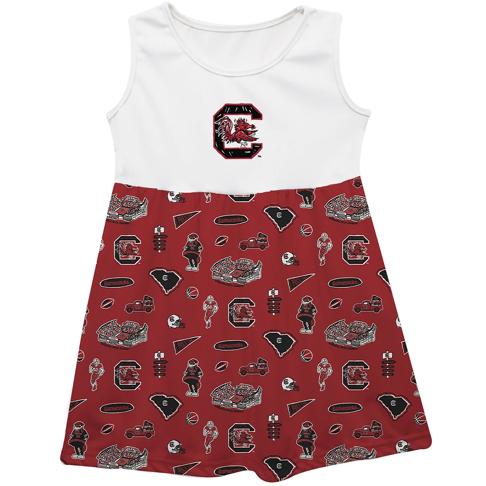 Girls Youth Vive La Fete Garnet South Carolina Gamecocks Impressions Artwork Tank Top Dress
