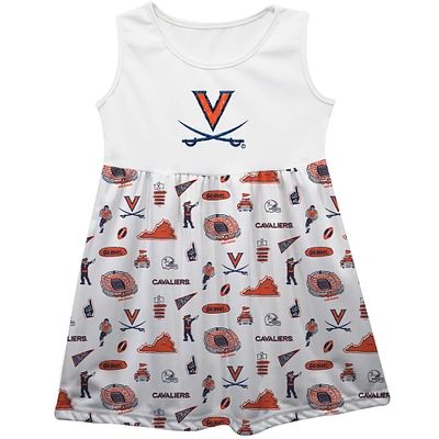 Girls Youth Vive La Fete White Virginia Cavaliers Impressions Artwork Tank Top Dress