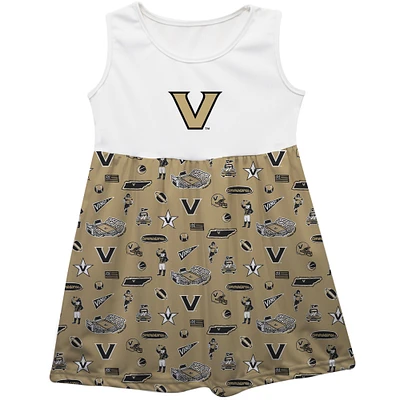 Girls Youth Vive La Fete Gold Vanderbilt Commodores Impressions Artwork Tank Top Dress