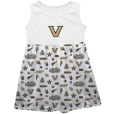Girls Youth Vive La Fete White Vanderbilt Commodores Impressions Artwork Tank Top Dress