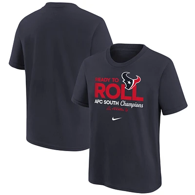 Youth Nike Navy Houston Texans 2024 AFC South Division Champions Locker Room Trophy Collection T-Shirt
