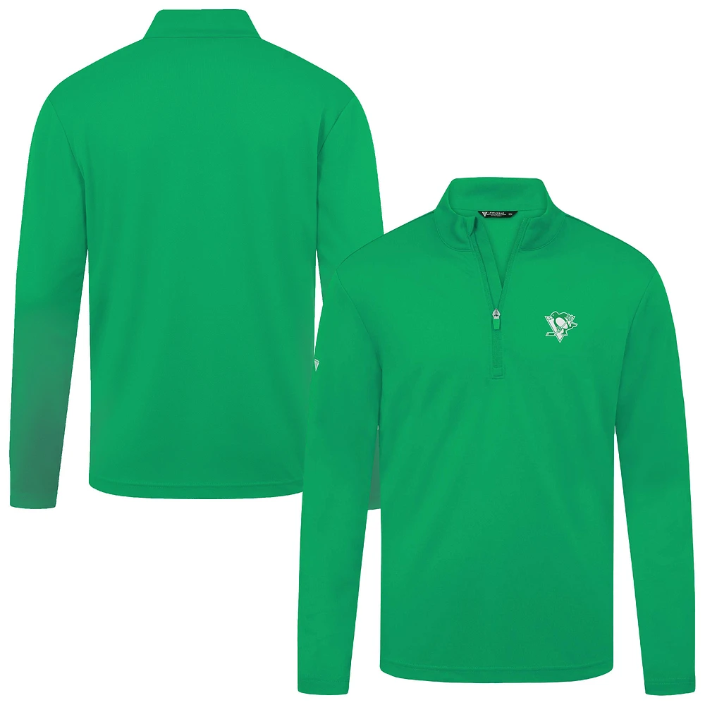 Men's Levelwear Green Pittsburgh Penguins Heron 3D Patch St. Patrick's Day Quarter-Zip Pullover Top