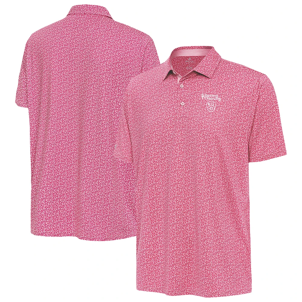 Men's Antigua Pink Milwaukee Brewers Cactus Spring Training Blooming Polo