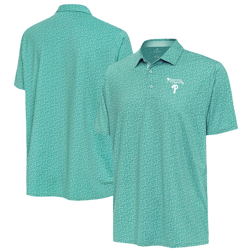 Men's Antigua Mint Philadelphia Phillies Palm Tree Spring Training Blooming Polo