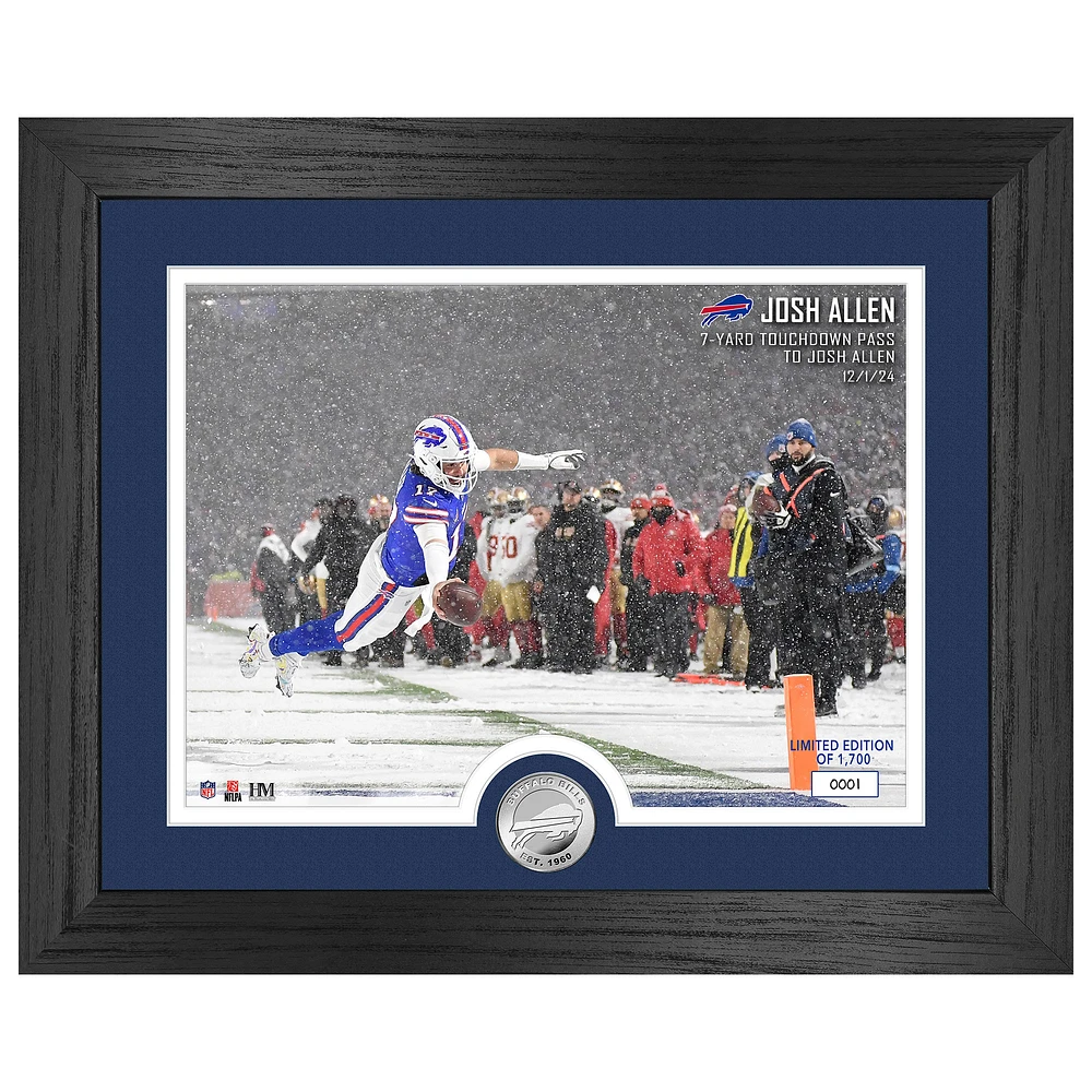 Highland Mint Josh Allen Buffalo Bills 13" x 16" Snow Game Silver Coin Photo Mint