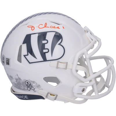 Ja'Marr Chase Cincinnati Bengals Autographed Riddell 2024 Salute To Service Speed Mini Helmet