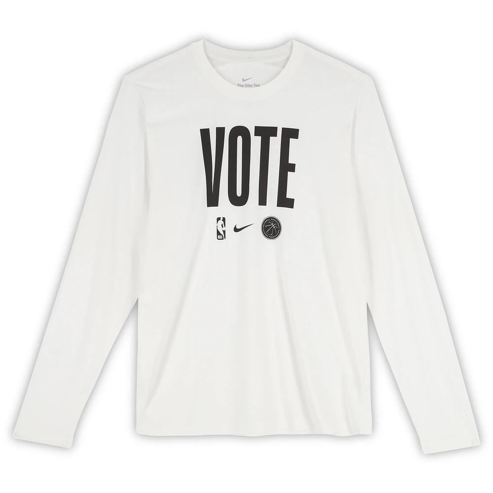 Zaccharie Risacher Atlanta Hawks Player-Worn White "Vote" Long Sleeve Shirt from the 2024-25 NBA Season - Size LT
