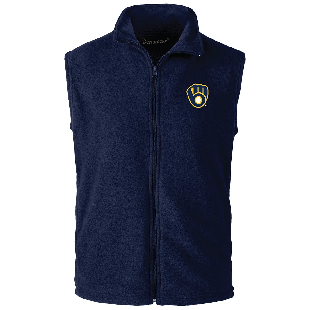 Men's Dunbrooke Navy Milwaukee Brewers Full-Zip Vest