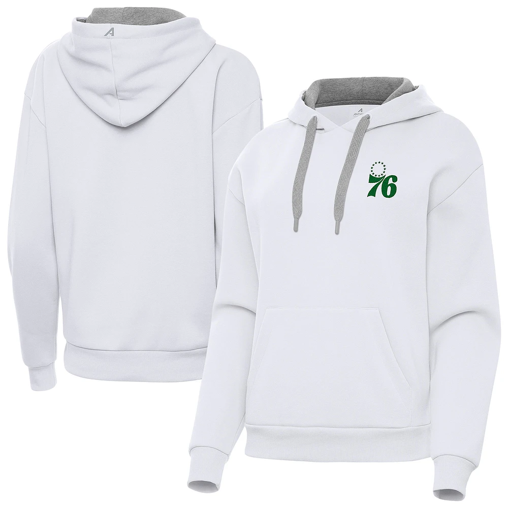 Women's Antigua Philadelphia 76ers St. Patrick's Day Victory Pullover Hoodie