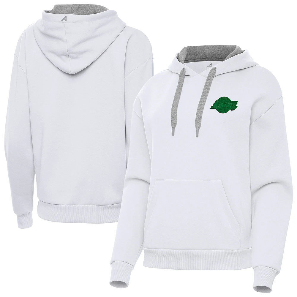 Women's Antigua Los Angeles Lakers St. Patrick's Day Victory Pullover Hoodie