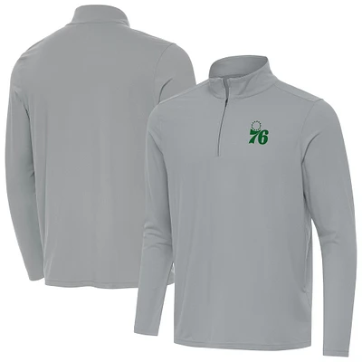 Men's Antigua Philadelphia 76ers St. Patrick's Day Intent Quarter-Zip Jacket