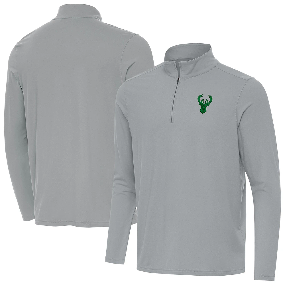 Men's Antigua Milwaukee Bucks St. Patrick's Day Intent Quarter-Zip Jacket