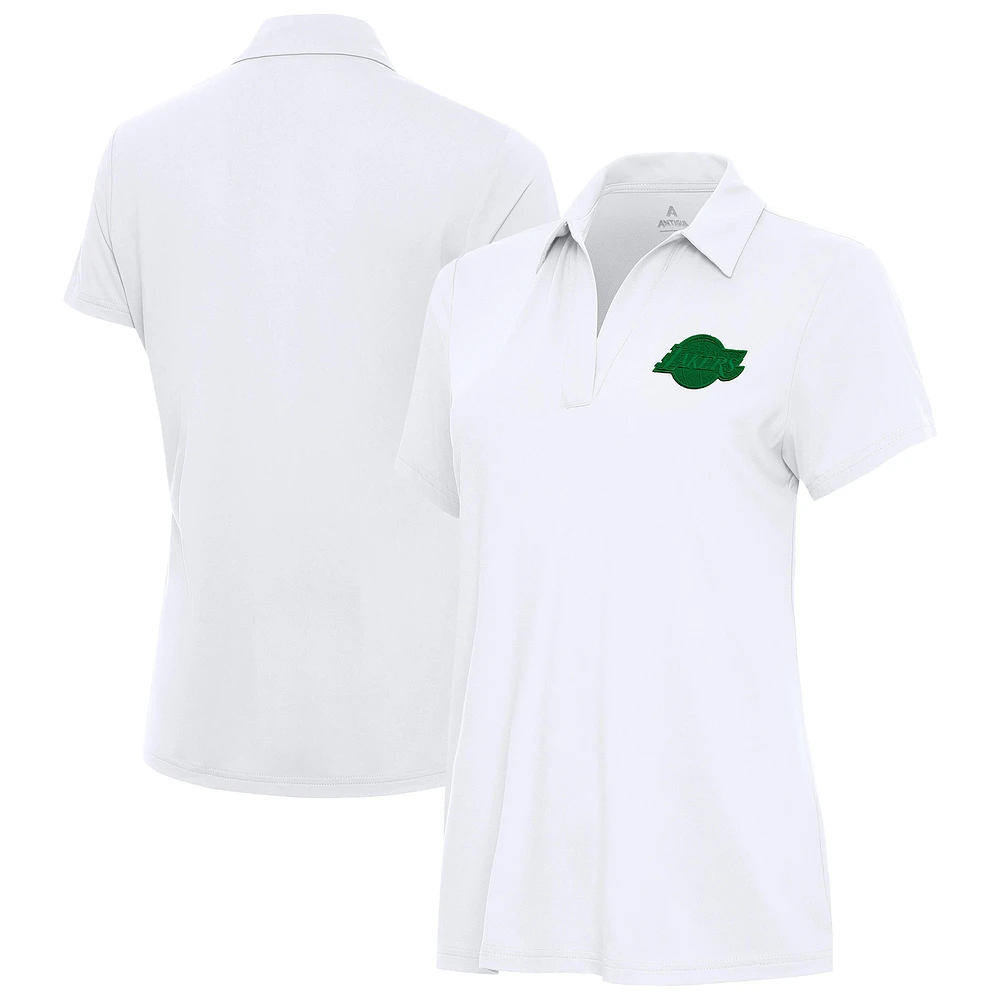 Women's Antigua White Los Angeles Lakers St. Patrick's Day Era Polo