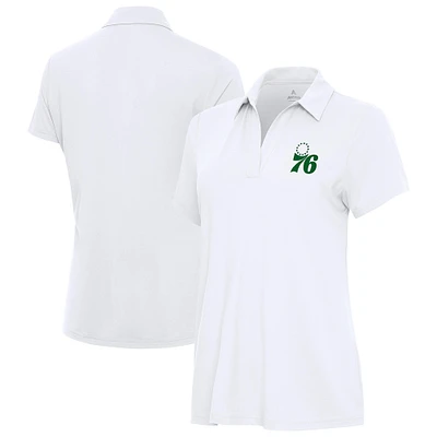 Women's Antigua White Philadelphia 76ers St. Patrick's Day Era Polo