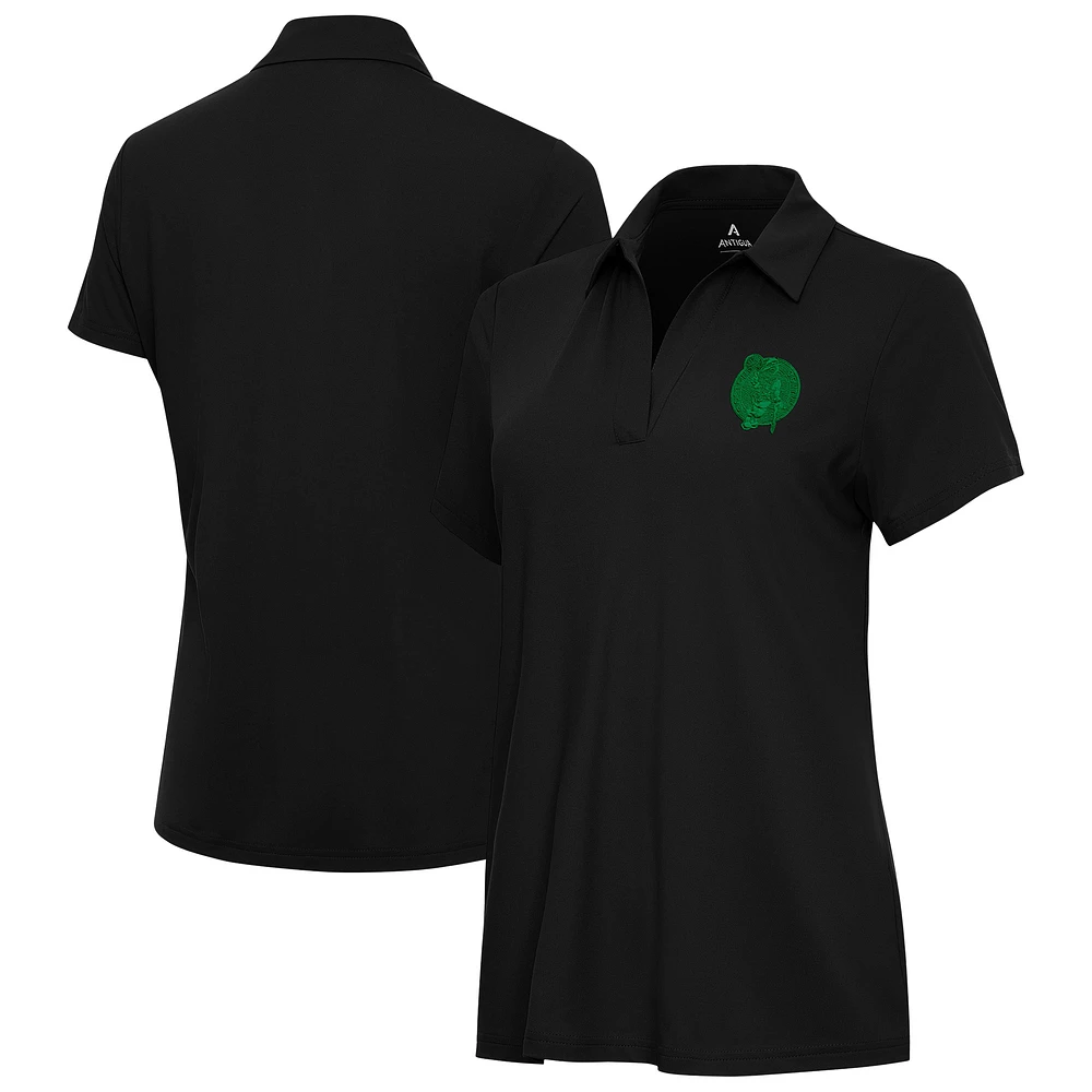 Women's Antigua Black Boston Celtics St. Patrick's Day Era Polo