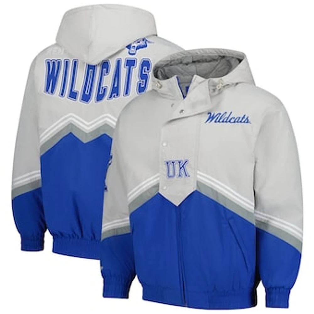 Men's Mitchell & Ness Gray/Royal Kentucky Wildcats Throw It Back Retro Full-Zip Windbreaker Jacket