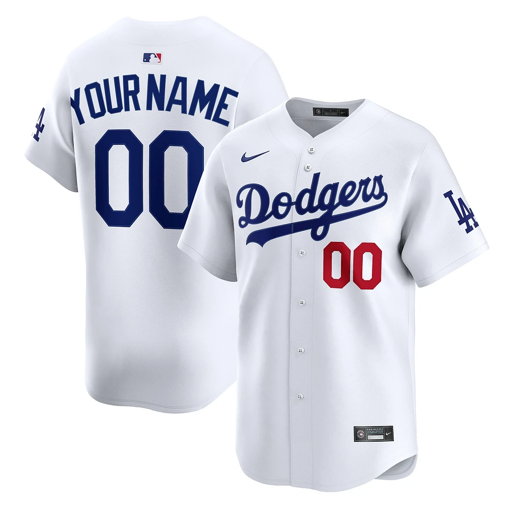 Men's Nike White Los Angeles Dodgers Home Limited Custom Jersey