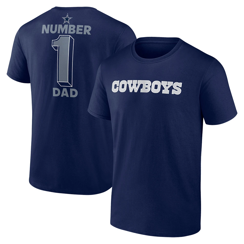 Men's Navy Dallas Cowboys #1 Dad Jersey T-Shirt