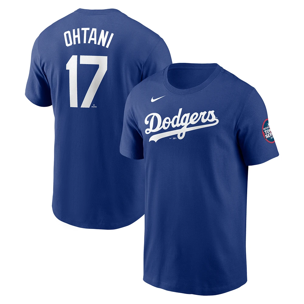 Men's Nike Shohei Ohtani Royal Los Angeles Dodgers 2025 MLB World Tour: Tokyo Series Name & Number T-Shirt