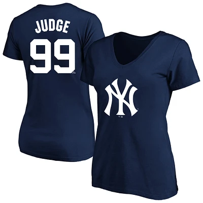 Women's Profile Aaron Judge Navy New York Yankees Plus Name & Number V-Neck T-Shirt