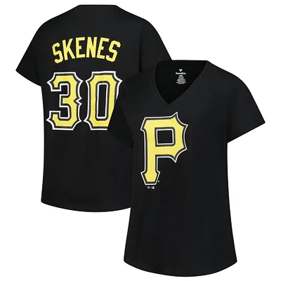Women's Profile Paul Skenes Black Pittsburgh Pirates Plus Name & Number V-Neck T-Shirt