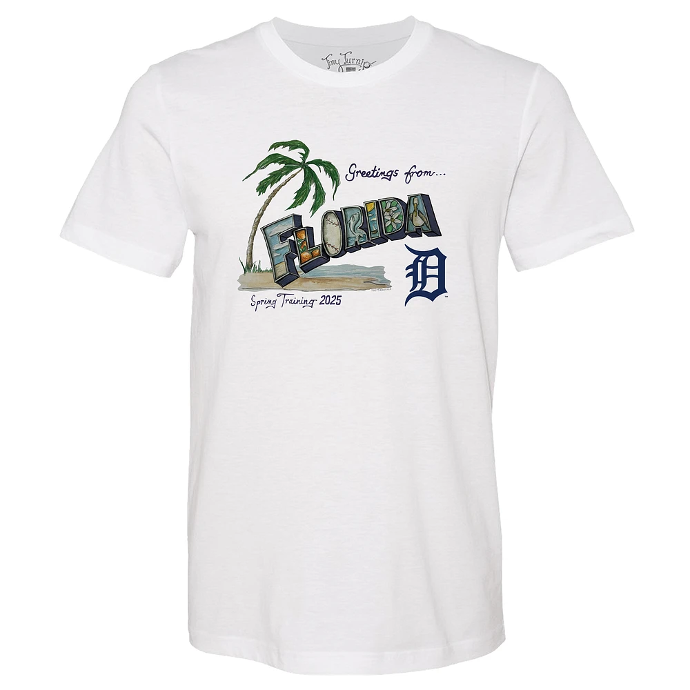 Unisex Tiny Turnip Detroit Tigers White Spring Training 2025 T-Shirt